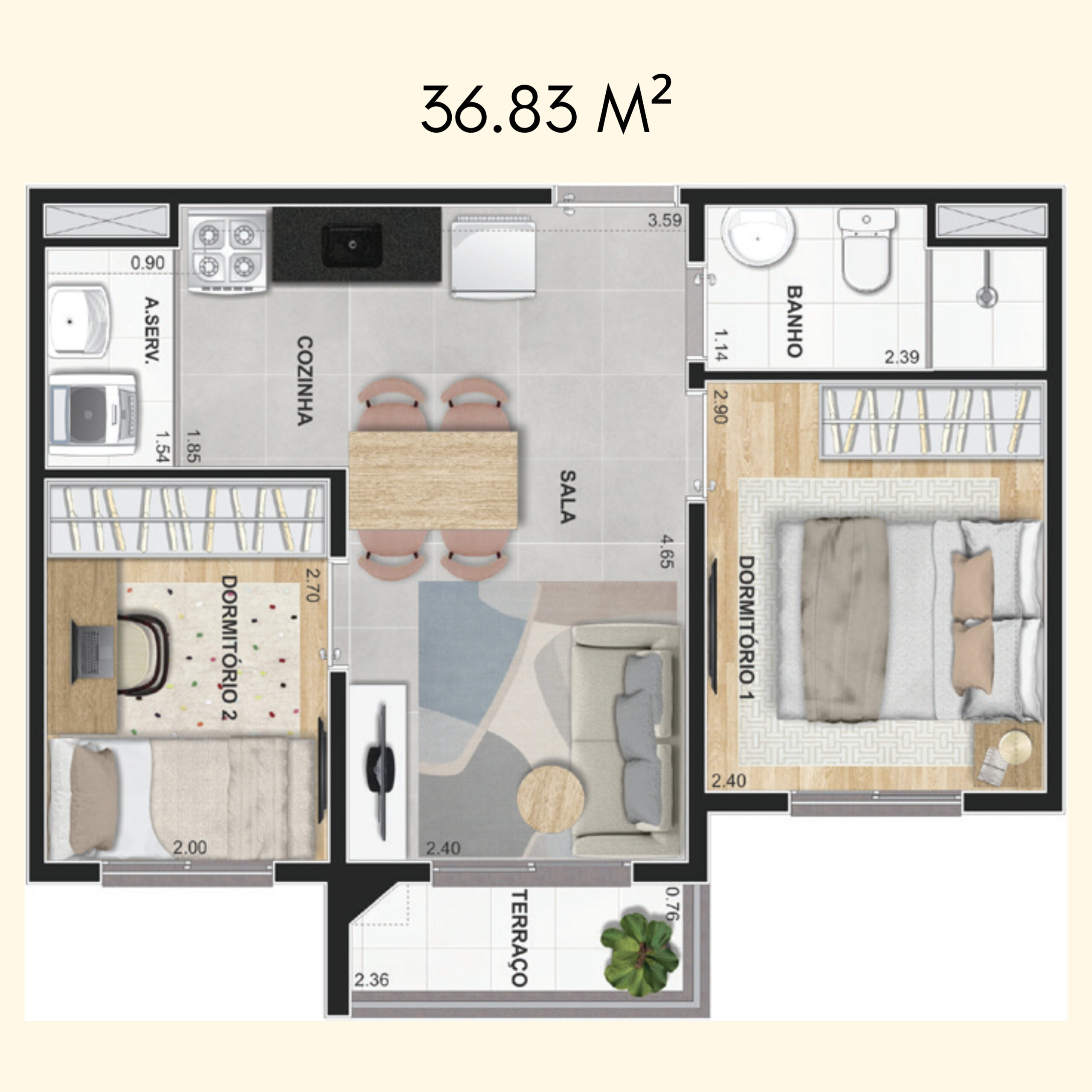 36.83 M²